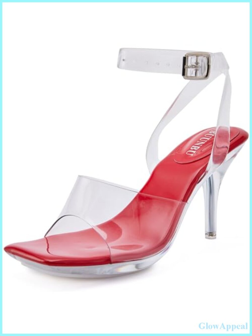 Clear Heels Strappy Ankle Strap Platform Square Toe Stiletto Sandals